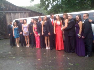 Prom in front of limo